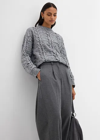 Pantaloni cu talie comodă din mix cu viscoză • gri melanj • magazin bonprix