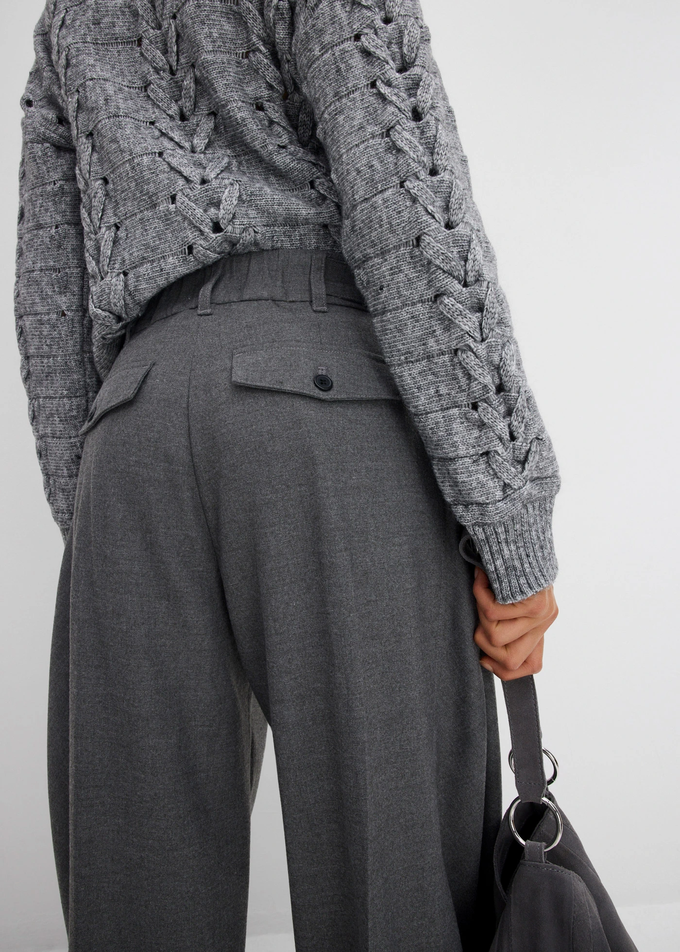 Pantaloni cu talie comodă din mix cu viscoză • gri melanj • magazin bonprix