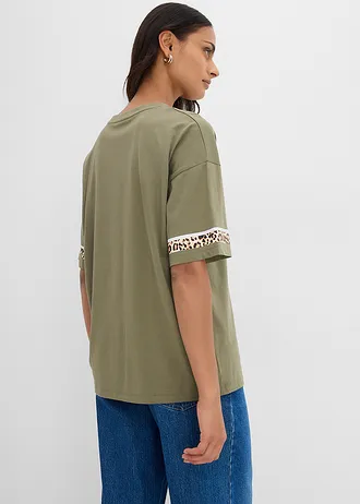 T-shirt oversize 100% coton • olive léopard • Boutique bonprix