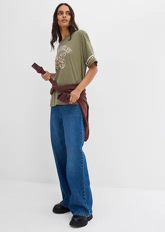 T-shirt oversize 100% coton • olive léopard • Boutique bonprix