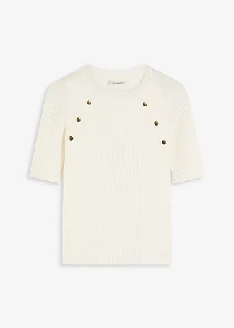 Pull doux en fine maille, viscose majoritaire, Couleur: ecru