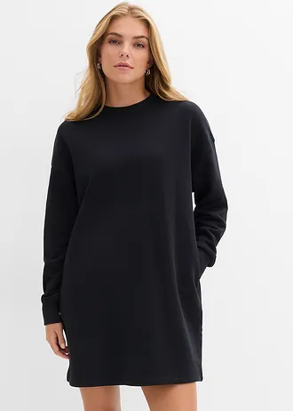 Sweatjurk van katoen, Kleur: zwart met print