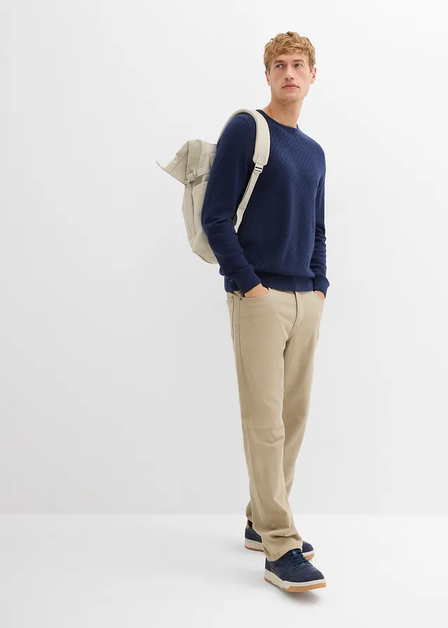 Pulover din tricot fin, cu lână merinos elegantă, culoare: bleumarin