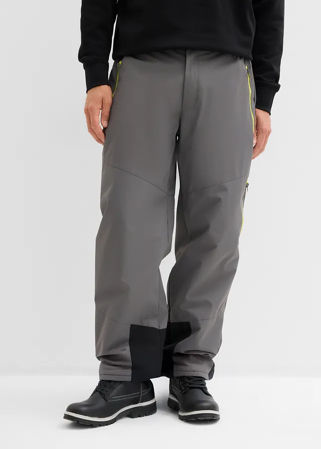 Pantalon chaud déperlant, regular, Couleur: gris fumé-jaune citron