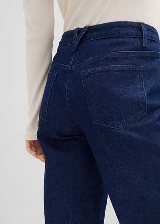 Wide Leg farmer, Mid Waist, Low sztreccs, Full Length • mélykék denim, nincs előmosva • bonprix áruház