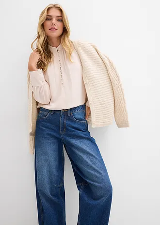 Džíny Ballon, Mid Waist • tmavě modrý denim used • bonprix obchod