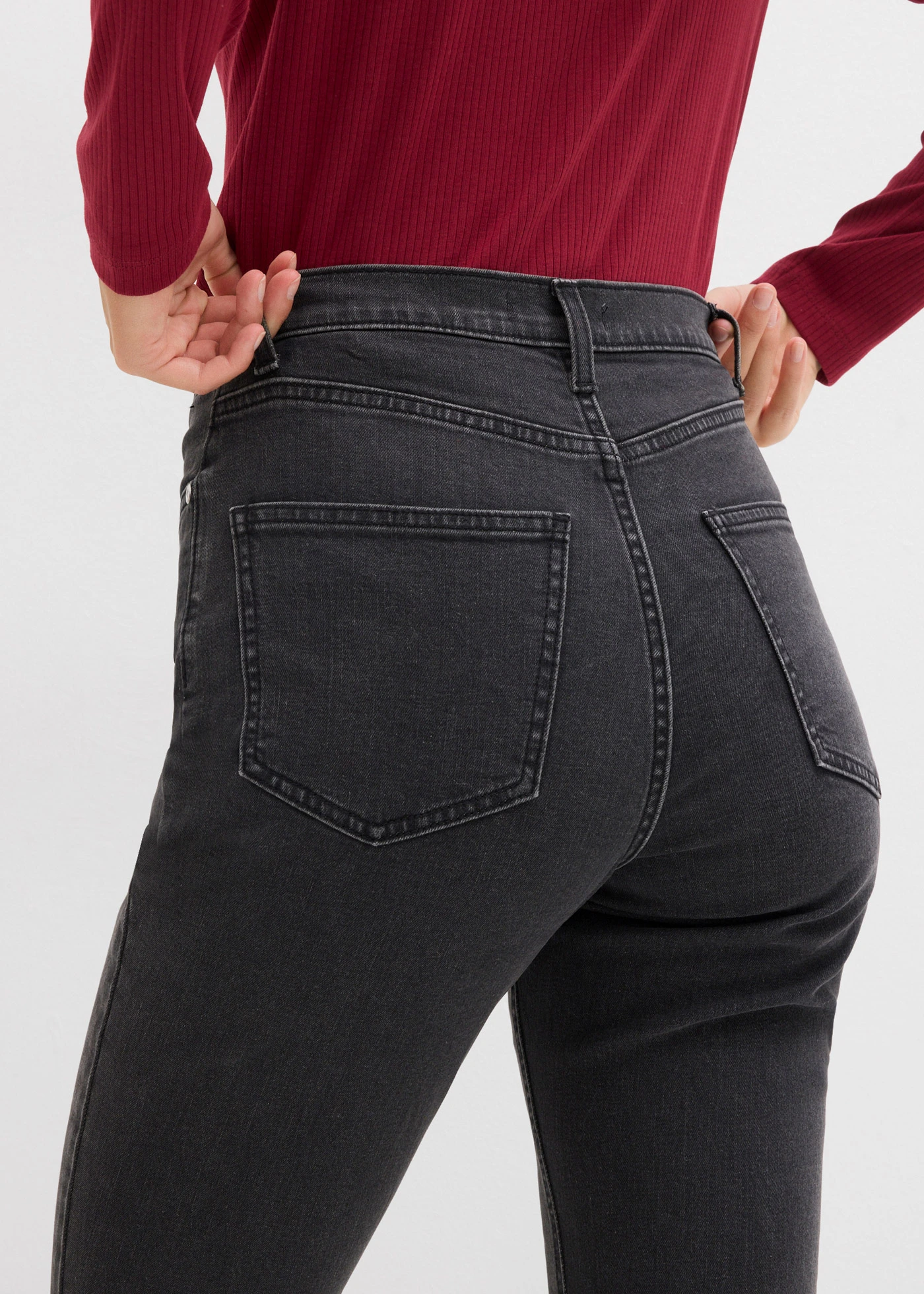 Džínsy bootcut, vysoký pás • tmavosivá denim used • obchod bonprix