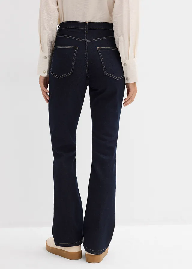 Bootcut jeans high waist, Kleur: donkerblauw denim used