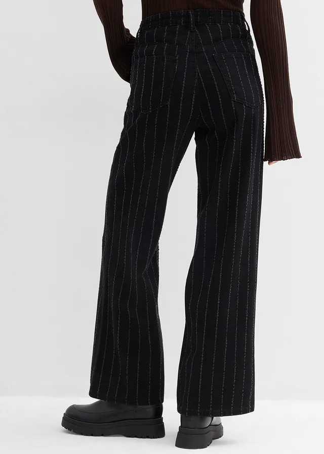 Jean large taille haute, effets destroy • noir denim used • product-page.page-title-suffix
