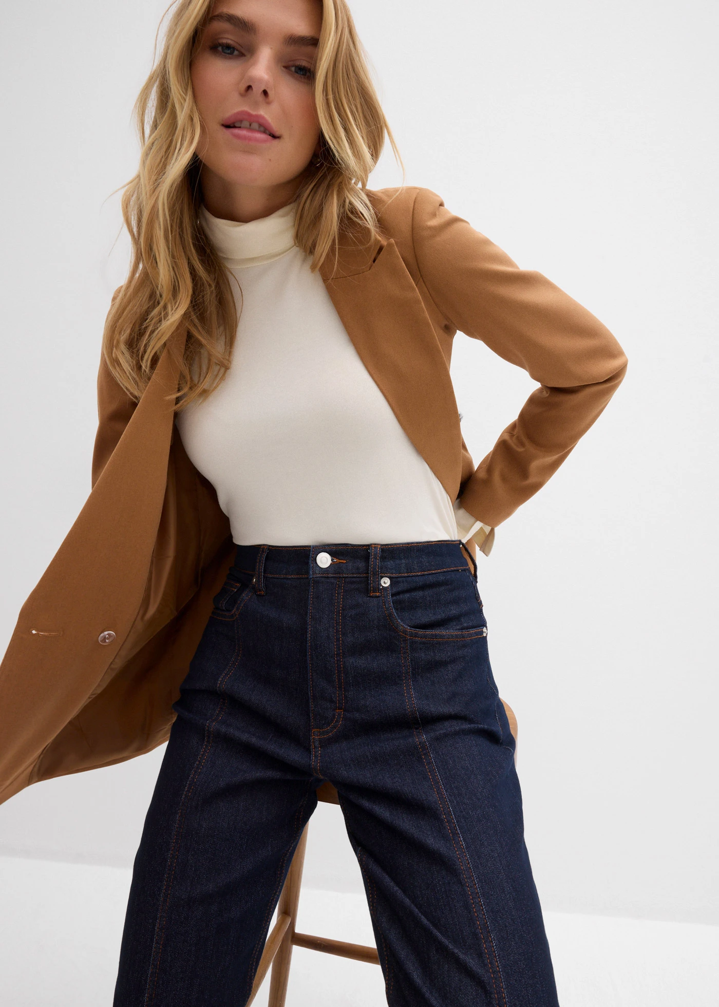 Strečové Mom džíny, High Waist • tmavě modrý denim • bonprix obchod