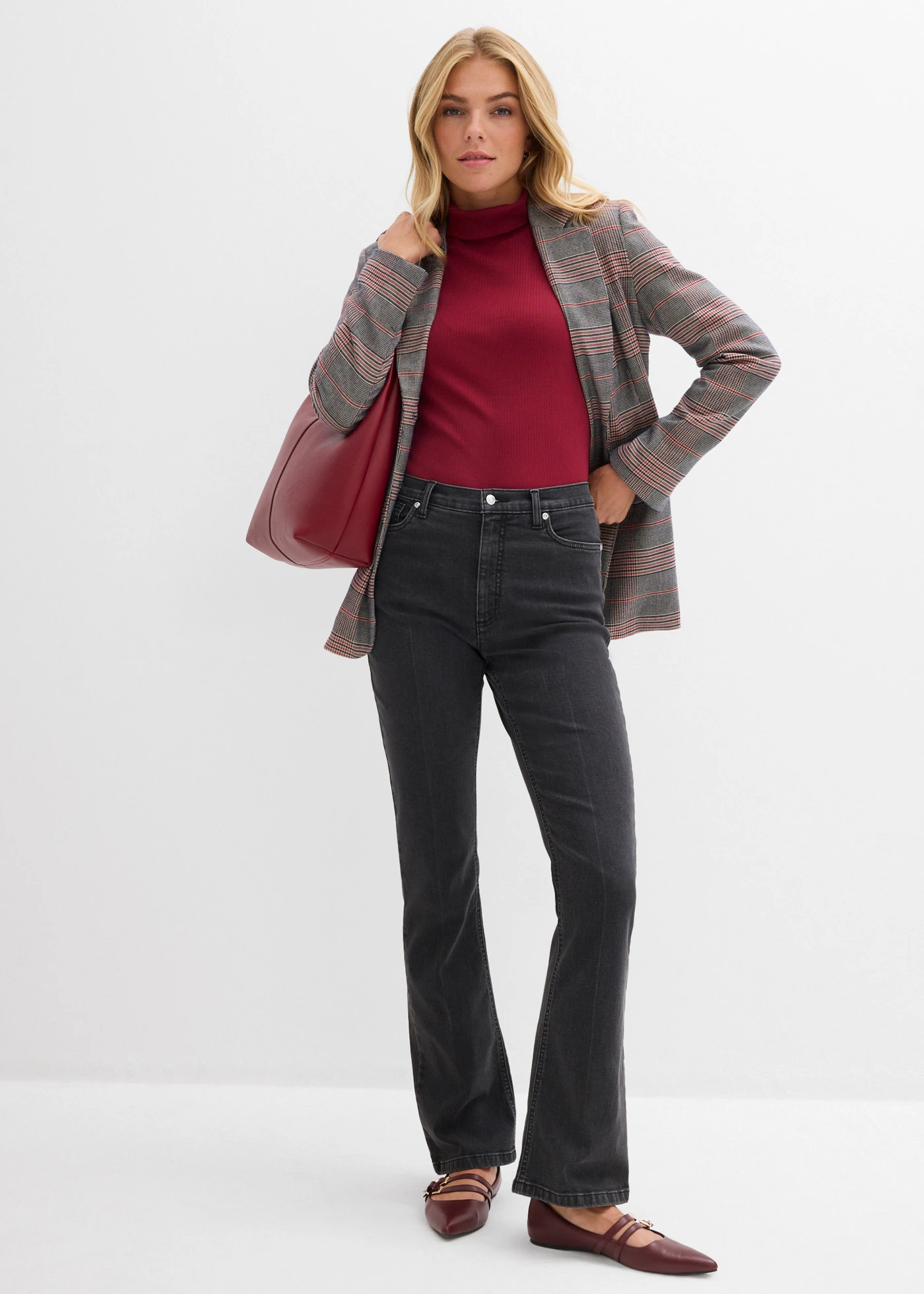 Džíny Bootcut, High Waist • tmavě šedý denim used • bonprix obchod