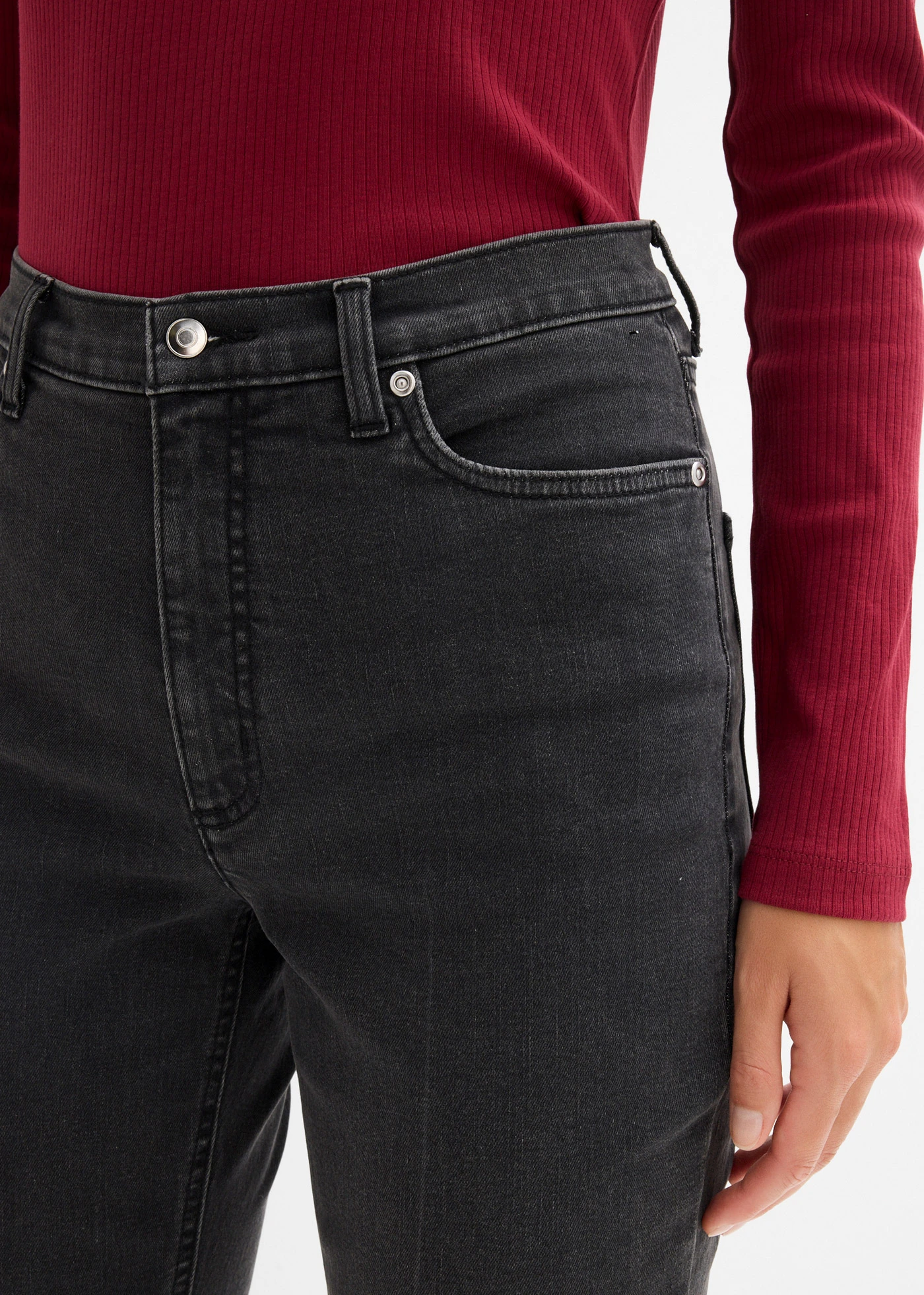 Džíny Bootcut, High Waist • tmavě šedý denim used • bonprix obchod