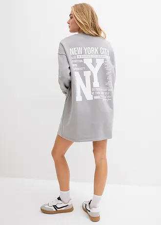 Šaty z teplákoviny z čisté bavlny • stínová šedá s potiskem • bonprix obchod