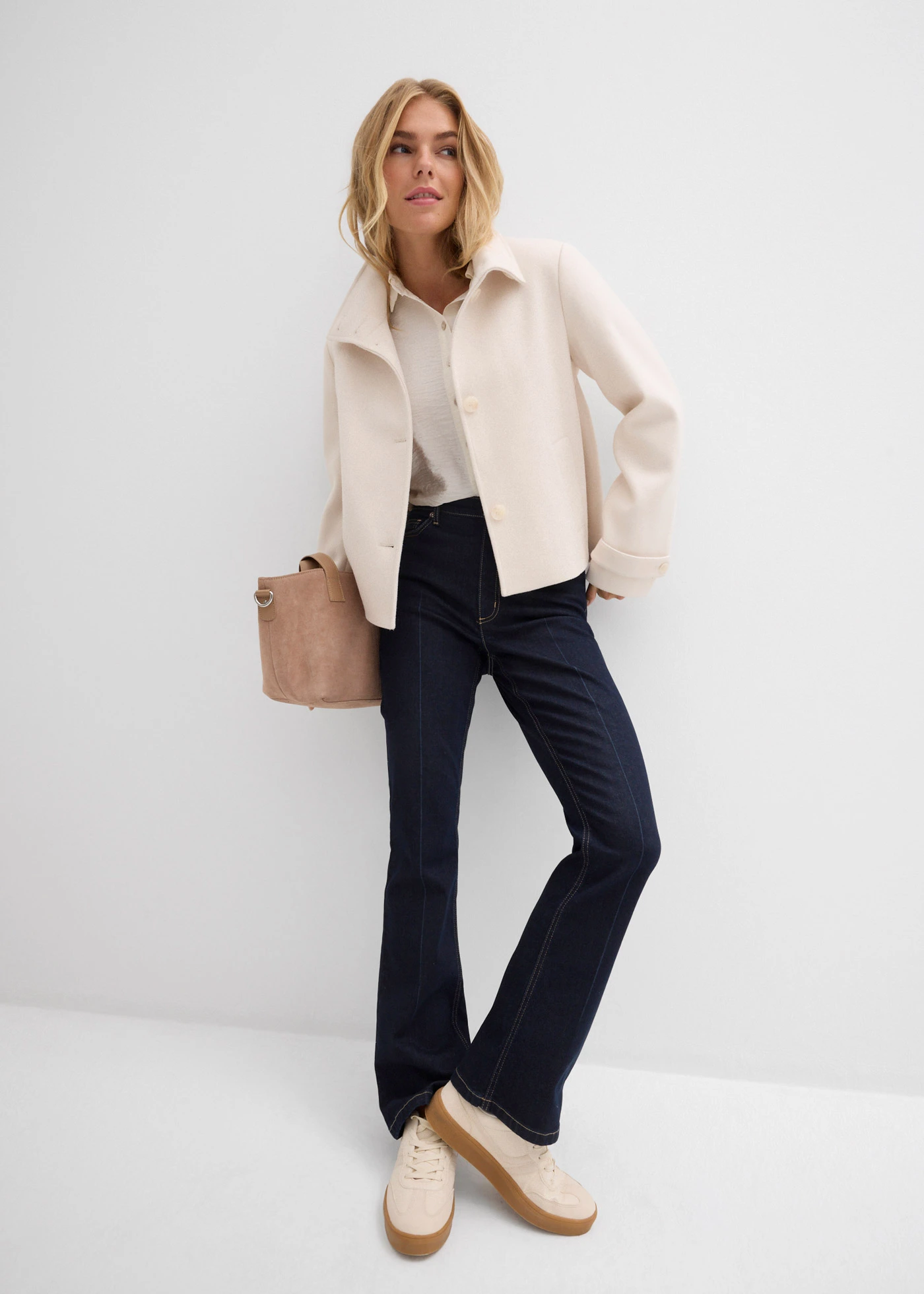 Džíny Bootcut, High Waist • tmavě modrý denim used • bonprix obchod