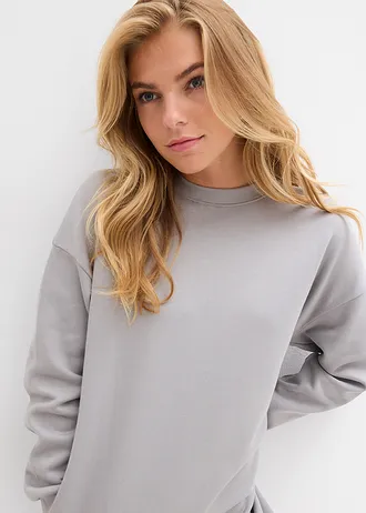 Šaty z teplákoviny z čisté bavlny • stínová šedá s potiskem • bonprix obchod