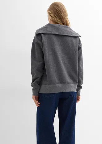 Mikina s límcem na zip, z měkké bavlněné směsi • šedý melír • bonprix obchod