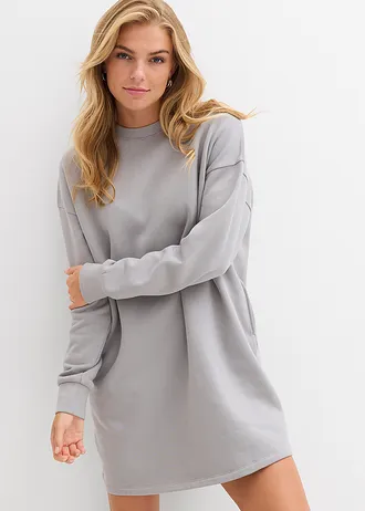 Šaty z teplákoviny z čisté bavlny • stínová šedá s potiskem • bonprix obchod