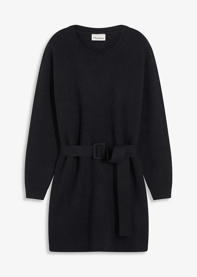 Pletené šaty s jemnými volánmi a opaskom