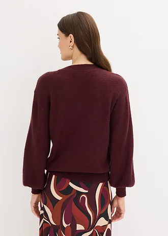 Sweter z ozdobną kokardką • czerwony winny melanż • sklep bonprix