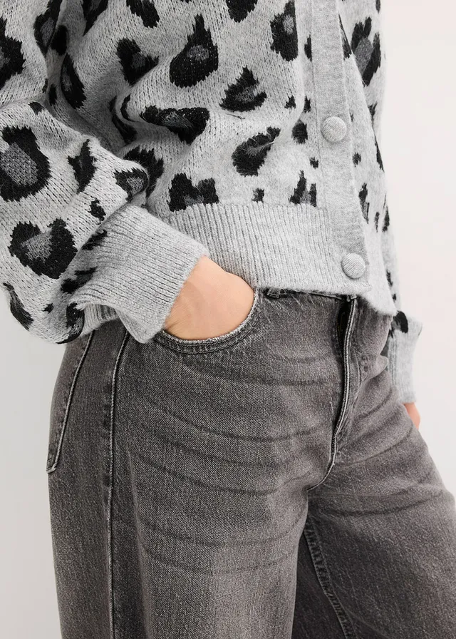 Gilet en maille léopard • gris chiné/noir léopard • product-page.page-title-suffix