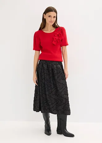 Trui met strikapplicatie, Kleur: salsarood