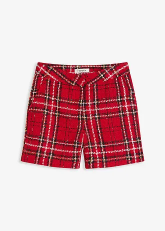 Šortky z buklé • červeno-černá kostka • bonprix obchod