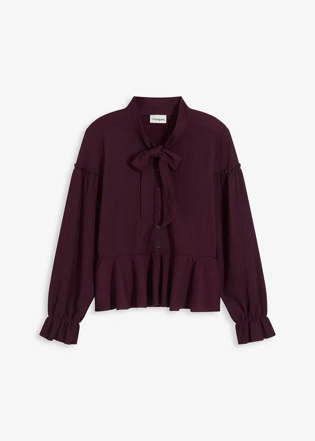 Blouse en jersey texturé • bordeaux • Boutique bonprix