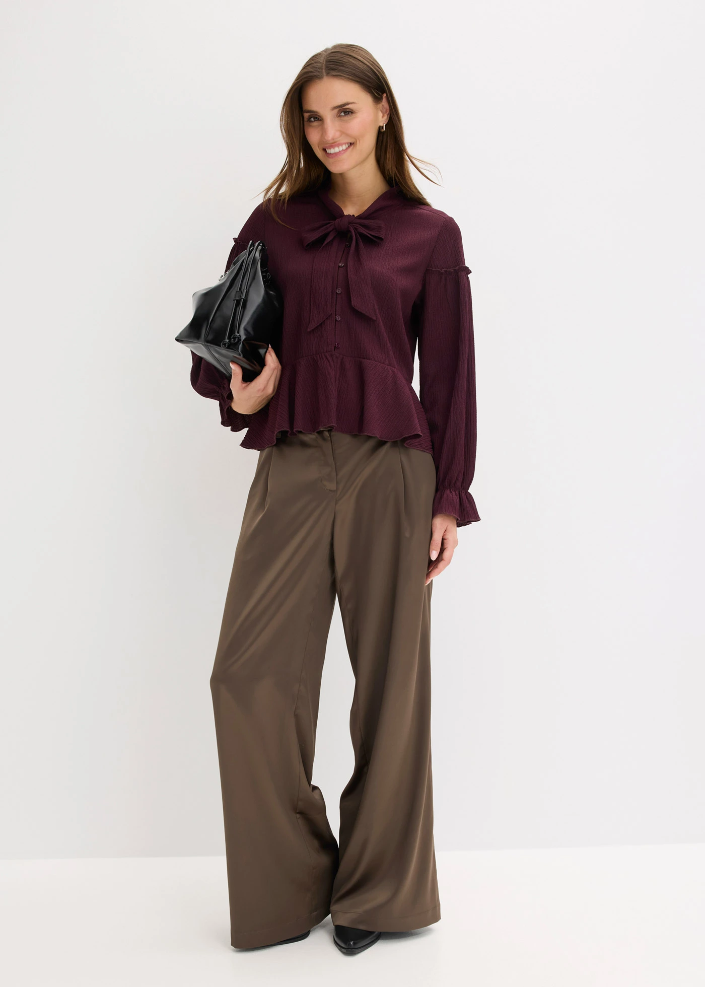 Blouse en jersey texturé • bordeaux • Boutique bonprix