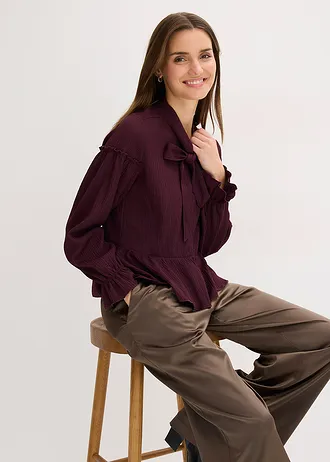 Blouse en jersey texturé • bordeaux • Boutique bonprix