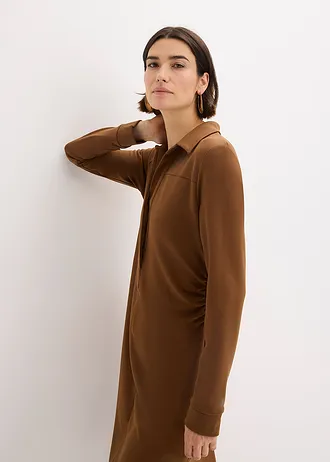 Robe-chemise en Punto di Roma • marron • Boutique bonprix