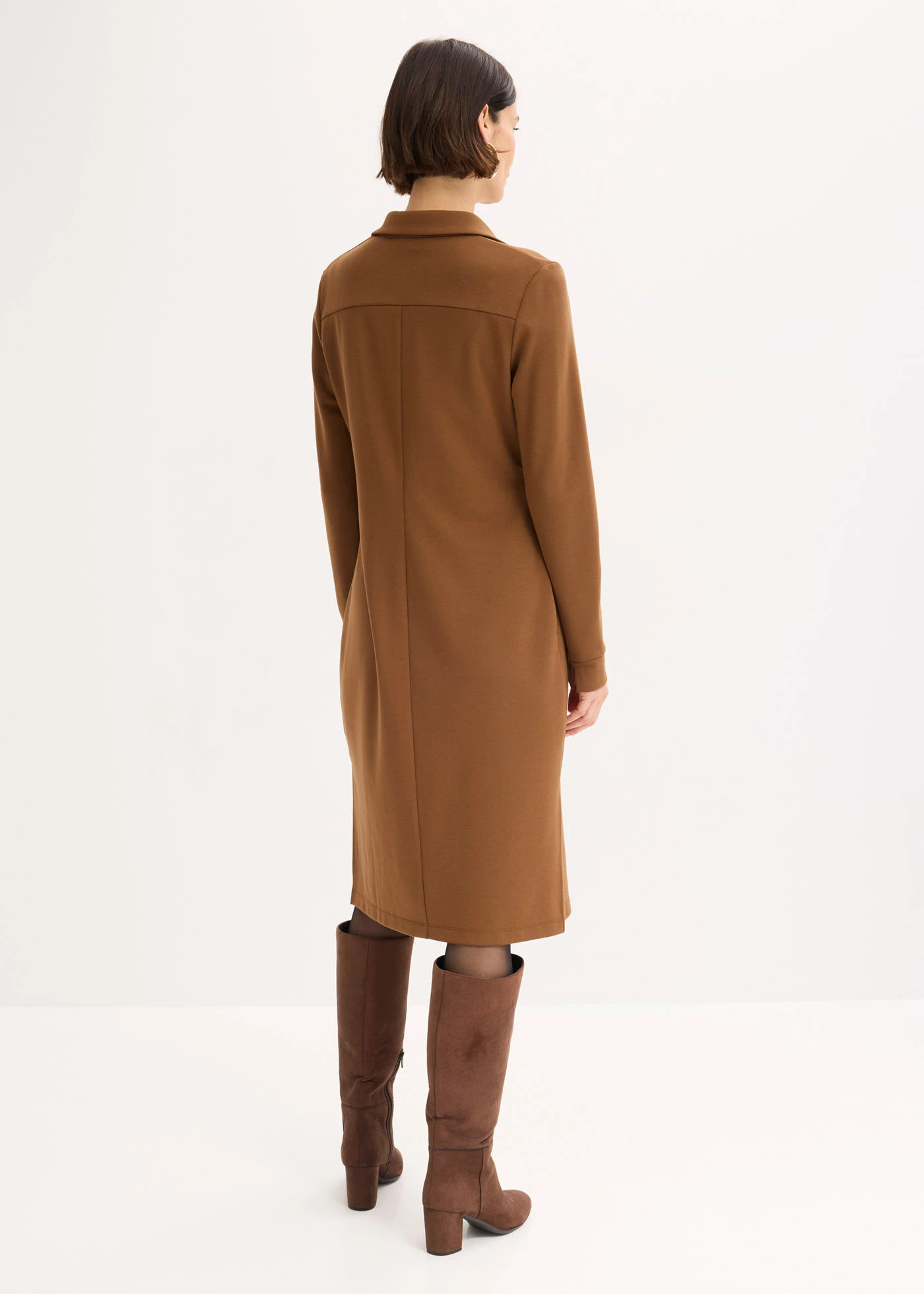 Robe-chemise en Punto di Roma • marron • Boutique bonprix