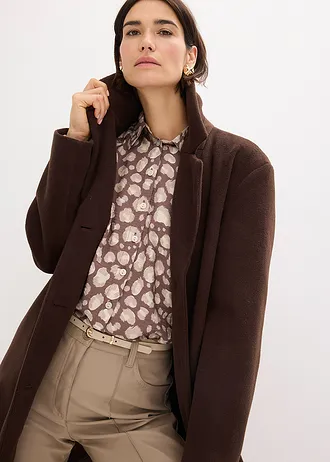 Krátký kabát ve vlněném vzhledu • tmavě hnědá • bonprix obchod