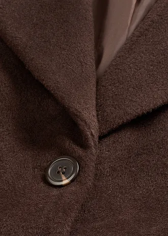 Krátký kabát ve vlněném vzhledu • tmavě hnědá • bonprix obchod