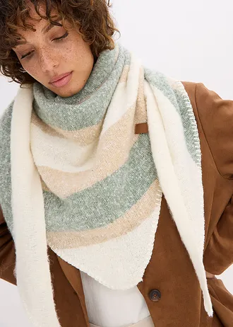 Foulard triangle • beige-sésame-vert mousse • Boutique bonprix