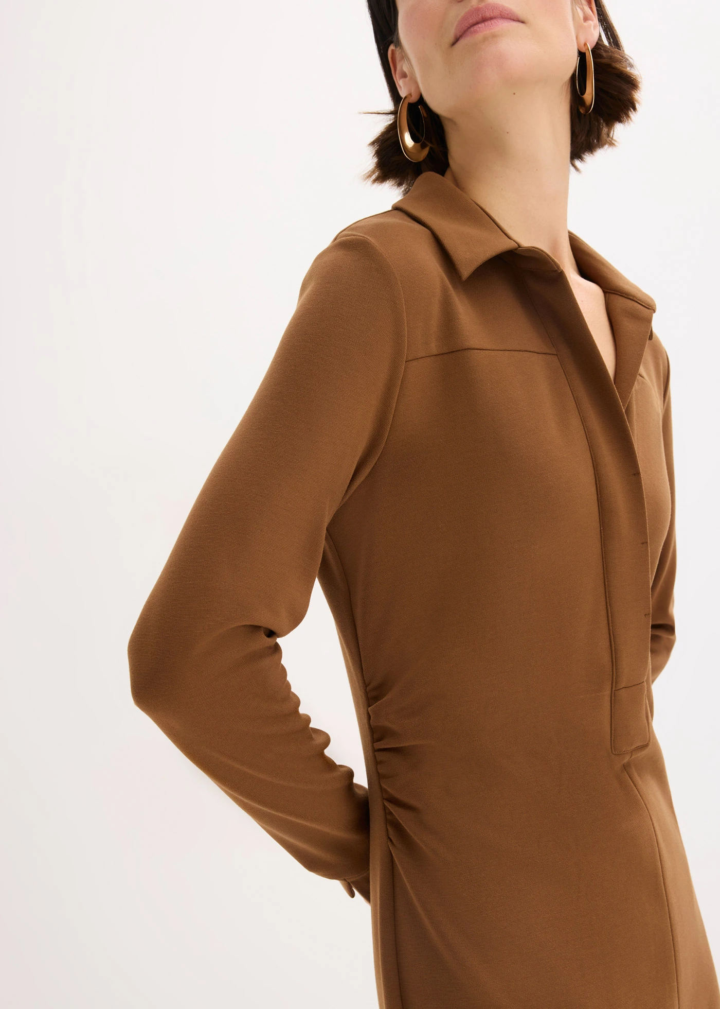 Robe-chemise en Punto di Roma • marron • Boutique bonprix