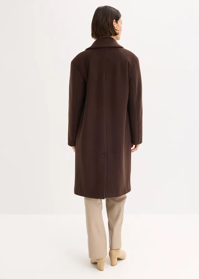 Korte coat in wollen look • donkerbruin • product-page.page-title-suffix