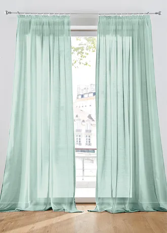 Gordijn met een fijne batiststructuur (1 stuk), Kleur: mint