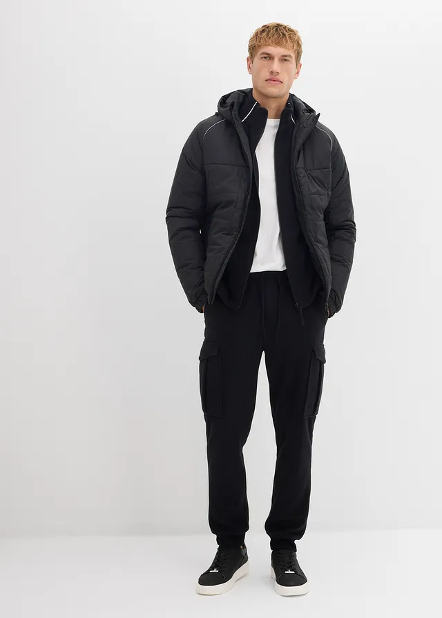 Pantalon cargo en polaire chaude, regular noir