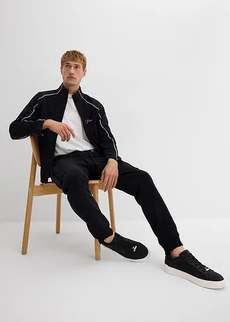 warme cargo broek van fleece, regular fit • zwart • bonprix online shop