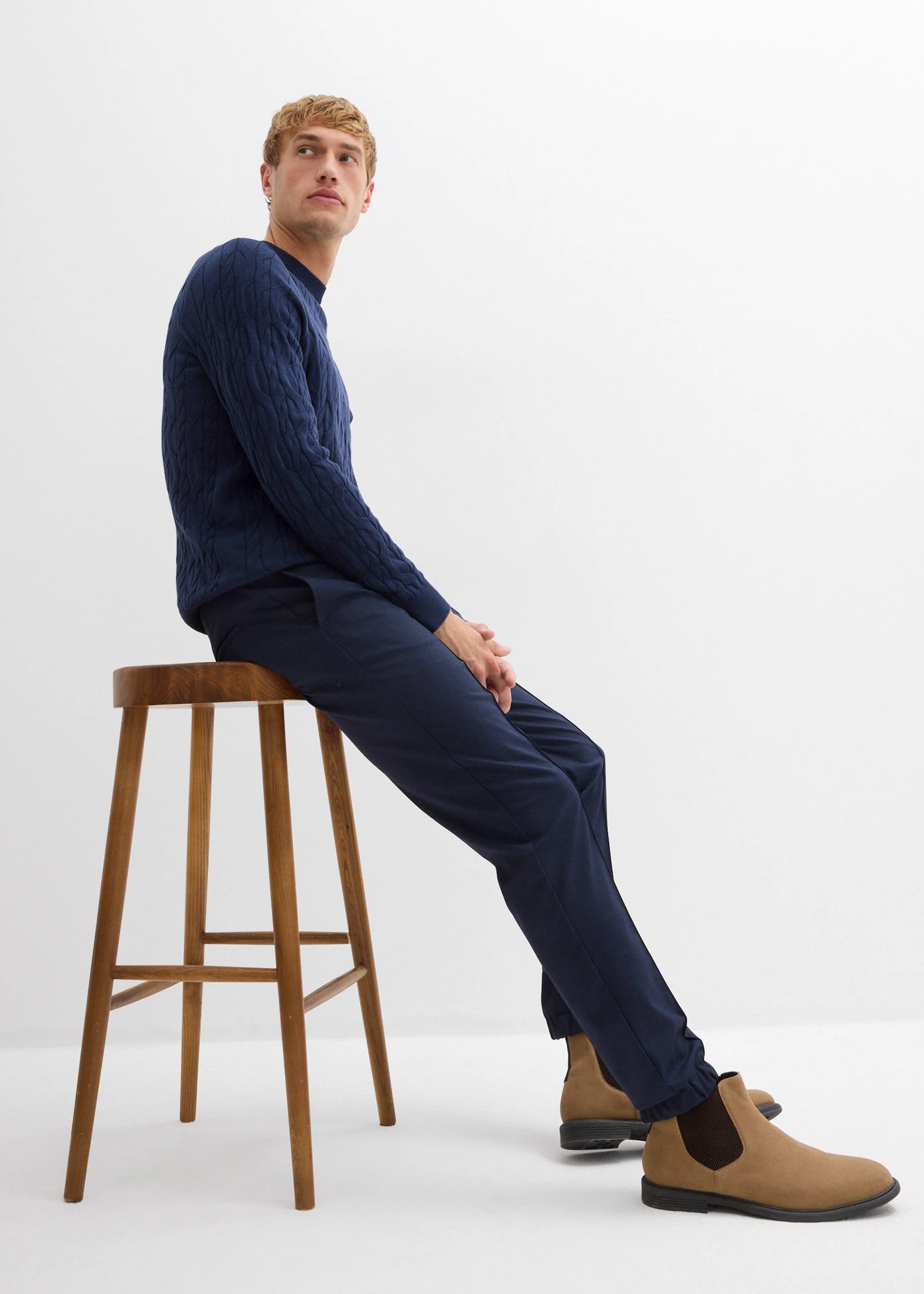 Instapbroek, regular fit • donkerblauw gemêleerd • bonprix online shop