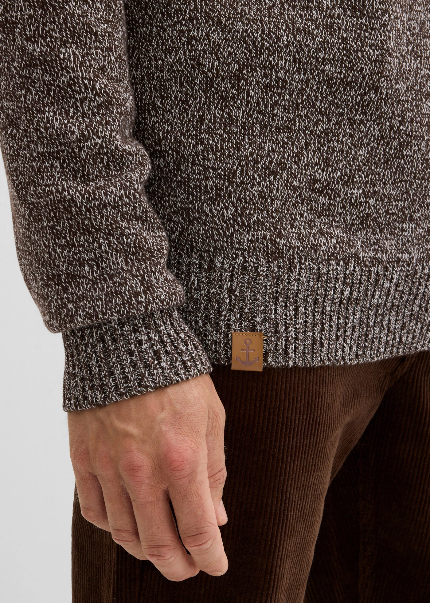 Svetr s límečkem na zip, s čistou bavlnou • tmavě hnědý melír • bonprix obchod