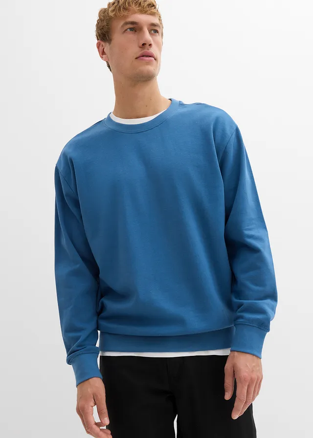 Oversized sweater van biologisch katoen, Kleur: blauwgroen