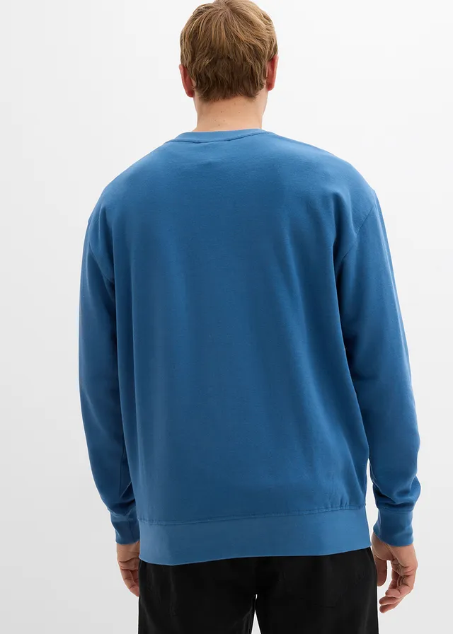 Oversized sweater van biologisch katoen, Kleur: blauwgroen