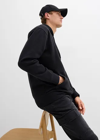Mikina na zapínání s kapucí, s čistou bavlnou, Loose Fit • černá • bonprix obchod