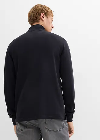 Sweater van biologisch katoen met rechte onderrand en praktische zakken, Kleur: zwart