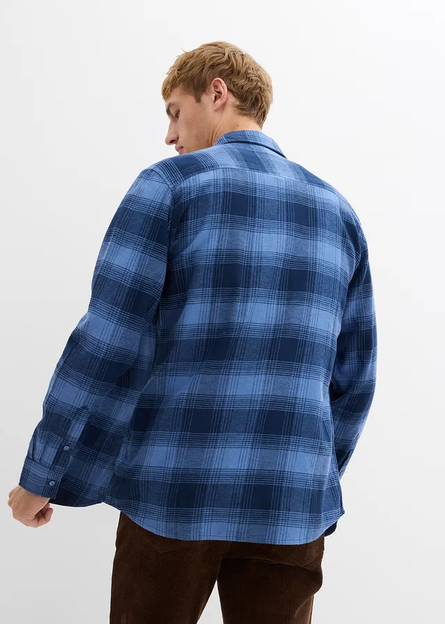 Flanellen overhemd van katoen • jeansblauw-donkerblauw geruit • product-page.page-title-suffix