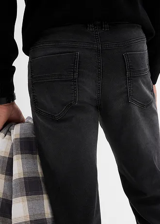 Měkké teplákové džíny Classic Fit s pohodlným pasem, Straight • černý denim • bonprix obchod