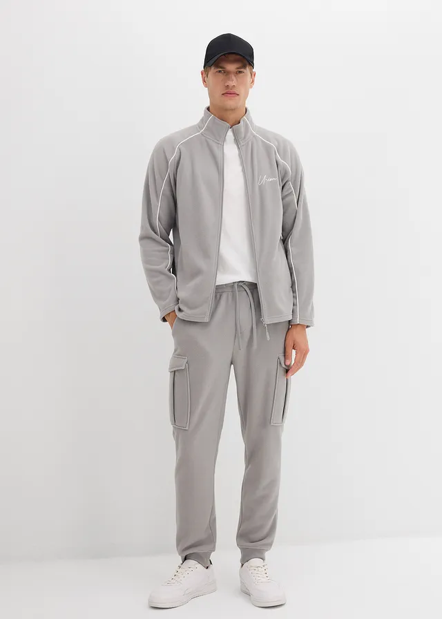 warme cargo broek van fleece, regular fit, Kleur: schaduwgrijs