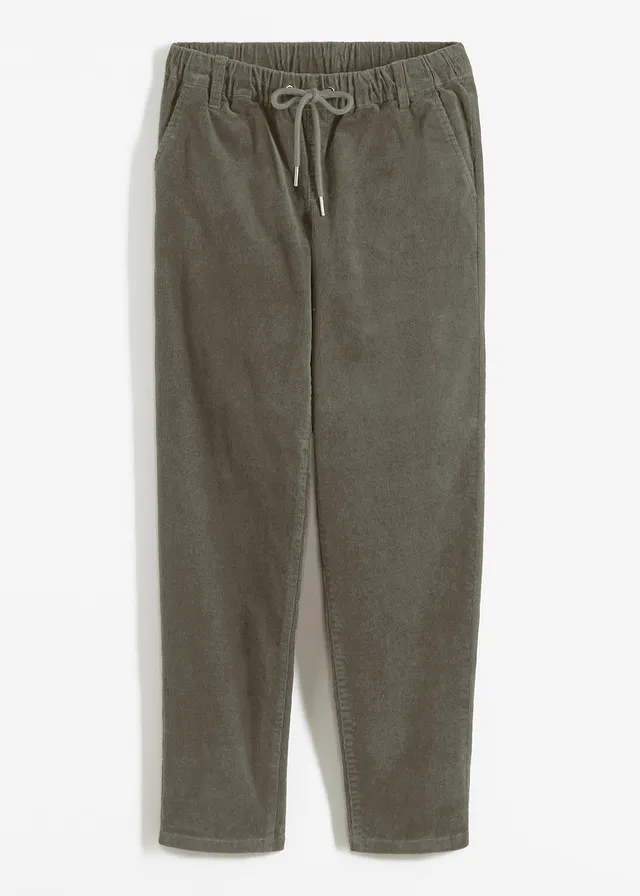 Pantalon en velours côtelé, taille élastiquée