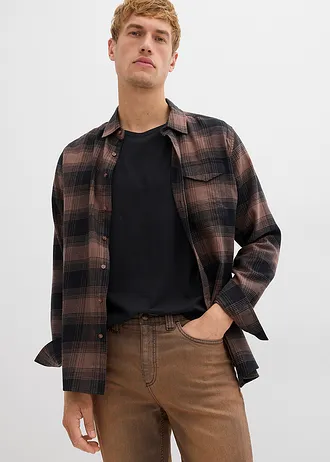 Lehké strečové džíny Classic Fit s pohodlným pasem a vintage sepráním • hnědá terakota • bonprix obchod